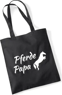 Produktbild von Huuraa Jutebeutel Pferdepapa Silhouette 10 Liter Black Baumwolle Tasche Geschenkidee