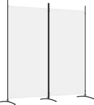 A white room divider with two panels.
