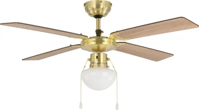 Produktbild von EGLO Deckenventilator Fortaleza, 4 Flügel Ventilator mit Zugkette, Beleuchtung und Sommer Winter Betrieb, Holz, AC Motor, Ø 106,6cm
