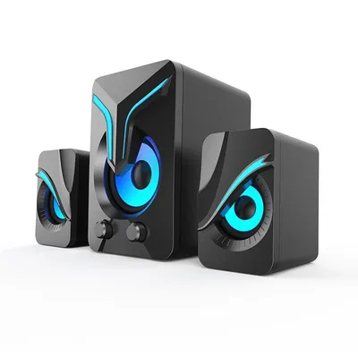 Produktbild von PC Lautsprecher mit Subwoofer – 11W 2.0 Stereo Lautsprecher mit RGB Beleuchtung, 3.5mm AUX & USB Stromversorgung, für Desktop & Laptop