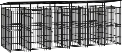 Produktbild von The Living Store Outdoor-Hundezwinger mit Dach Stahl 11,06 m²