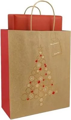 Zdjęcie produktu dla Torba świąteczna ozdobna KRAFT 260x120x320mm CHOINKA