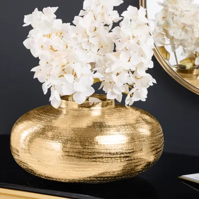 Produktbild von riess-ambiente Moderne Deko Vase ABSTRACT ORIENT 35cm gold rund Metall Hammerschlag-Design Blumenvase Dekoration