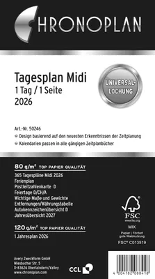 Produktbild von Chronoplan 50246, Tagesplan, 2026, Midi, weiß