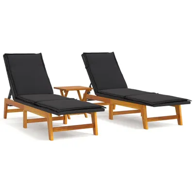 Produktbild von 3-tlg. Garten-Lounge-Set Poly Rattan & Massivholz Akazie