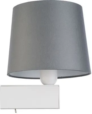 Produktbild von Wohnliche Wandleuchte mit Schalter Weiß Grau E27 Stoffschirm Wohnzimmer Schlafzimmer Wandlampe