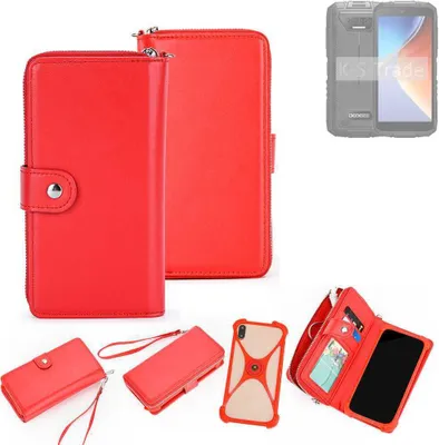Produktbild von K-S-Trade 2in1 Schutzhülle Portemonnee Handyhülle mit Bumper kompatibel mit Doogee S41 Max Hülle Case Etui Geldbörse Smartphone rot (1x)