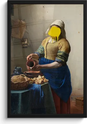 Produktbild von MuchoWow® MuchoWow® Gerahmtes Poster Milchmädchen - Johannes Vermeer - Gemälde 40x60 cm - Poster mit zchwarzem Bilderrahmen - Papierdruck - Wandbilder