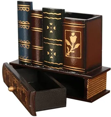 Produktbild von Holzstifthalter, kreativer Büroorganizer, Schreibtischbox mit Schublade