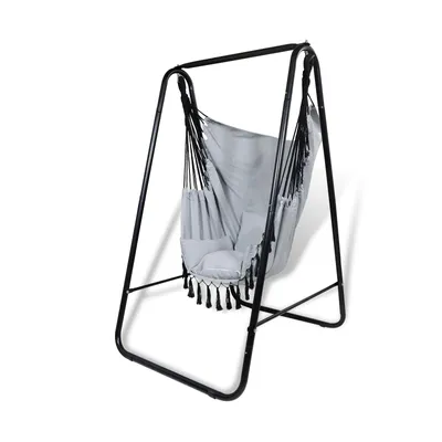 Produktbild von Hängesessel mit Gestell und Kissen 100 kg Indoor Outdoor Hängestuhl