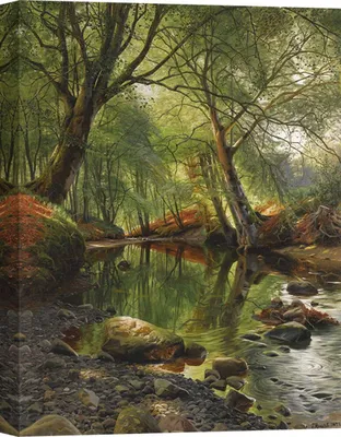 Zdjęcie produktu dla Wydruk na płótnie - Peder Mork Monsted, A woodland stream - 70x50 cm