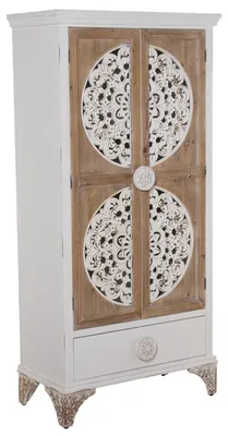 Kleiderschrank 2-türig mit Schublade, Holz/MDF, 81x41x175 cm