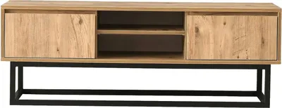 Produktbild von Fernsehschrank Dpirol, Ständer für Wohnzimmerfernseher, Niedriges Wohnzimmer-Sideboard, TV-Ständerbasis, 180x40h50 cm, Schwarz und Eiche