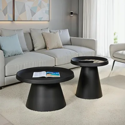 Produktbild von Set aus 2 runden Couchtischen LOTUS/ Schwarz