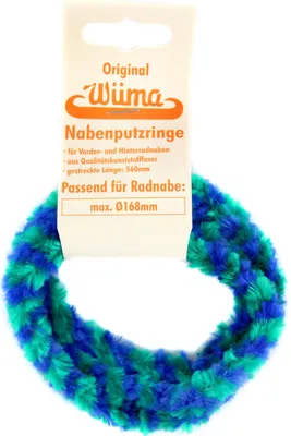 Produktbild von Paar Nabenputzringe - Blau / Grün - für Mokick-Radnabe, Moped, Fahrrad, E-Bike maximaler Durchmesser 168mm, 560 mm lang