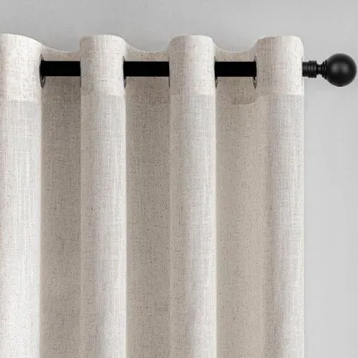 Productafbeelding van Set van 2 Linnen Look Gordijnen met Oogjes 140 x 245 cm