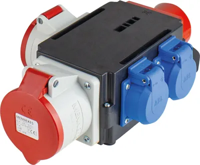 Produktbild von as-Schwabe MIXO Adapter Stromverteiler 400V 16A CEE auf 2x CEE & 2x Schuko IP44