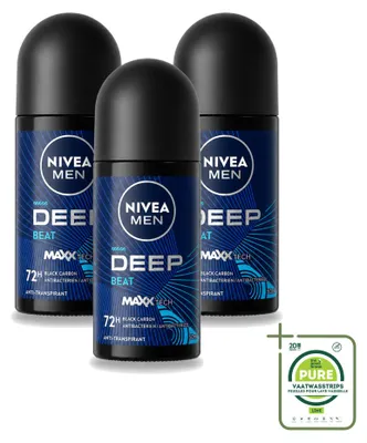 Obrázek produktu pro 3 kusy antiperspirantu NIVEA MEN Deep Beat, roller, 50 ml – balení