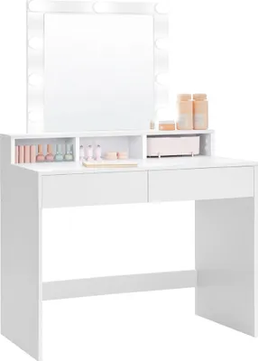 Image de Coiffeuse VANESA avec éclairage, 80x40x145cm, blanc