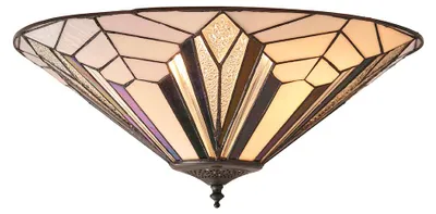 Immagine prodotto di Plafoniera rotonda ASTORIA marrone 2xE27x20W vetro, dimensioni: 20x48x48 cm, IP20, stile Tiffany
