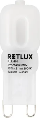 Obrázek produktu pro RETLUX RLL 461 LED žárovka, reflektorová 2 W, patice G9, 3000K - teplá bílá, životnost více než 15000h