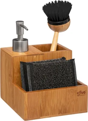 Produktbild von 5 Five Simply Smart Spülen-Organizer mit Seifenspender, Schwamm und Bürste, Bambus, 167770