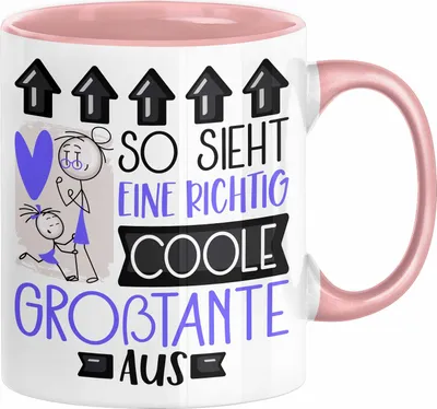 Produktbild von Großtante Geschenk Tasse Geschenkidee für Großtante Geburtstag Weihnachten Spruch So Sieht Eine Richtig Coole Großtante Aus Kaffee-Becher  (Rosa)
