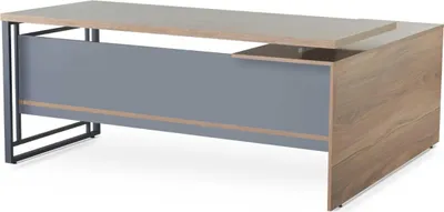 Produktbild von Braun-Grauer Arbeitszimmer Computertisch Designer L-Form Holz Tische