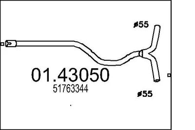 Produktbild von MTS Abgasrohr Auspuffrohr für ALFA ROMEO 159 (939) Vorne 01.43050
