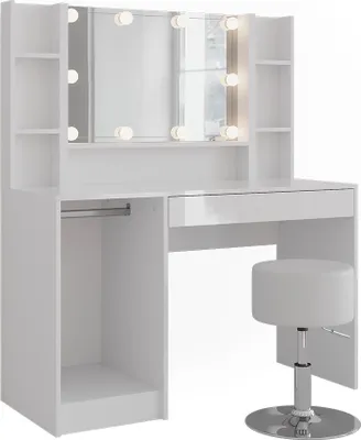 Produktbild von Schminktisch Vicco Sherry Weiß/Weiß Hochglanz 119.8 cm 5 Teile, Model 57591