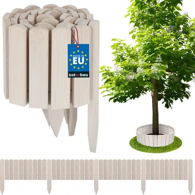 Image de KOTARBAU® Bordure Jardin Exterieur Bois 200 x 20 cm Cloture Bois Jardin Blanc Palissade Flexible Décoration Jardin