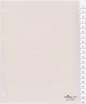 Obrázok produktu pre DURABLE Kunststoff-Register, A4, 20-teilig, transparent