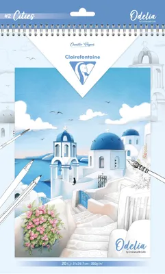 Produktbild von Clairefontaine 5x ODELIA, Ausmalblock 20 Bl A4 250g, Spiralbindung Städte 95742C