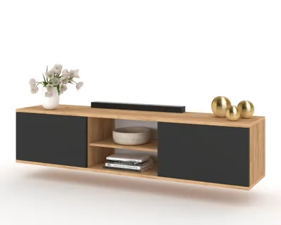 Produktbild von Fernsehschrank TV-Lowboard KING HÄNGEND Craft Eiche/Schwarz 120cm