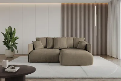 Produktbild von ALTDECOR Ecksofa mit Schlaffunktion und Bettkasten ONESK-L  216x177x72 cm  Braun - Corner Sofa Eckcouch Couch L-Form  angeordnet Schlafcouch Ausziehbar Wohnlandschaft