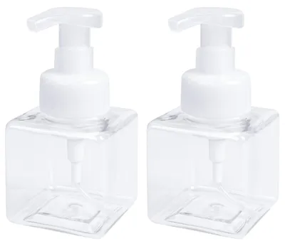 Produktbild von Set mit 2 Schaumseifenspendern mit Pumpe, 250 ml, leere Flaschen für Handseife, Küchen- oder Badezimmerseife und Gesichtsreiniger.