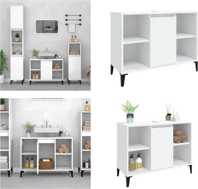 Zdjęcie produktu dla vidaXL Szafka podumywalkowa biała 80x33x60 cm materiał drewnopochodny - Szafka podumywalkowa - Szafki podumywalkowe - Szafka łazienkowa - Szafka podumywalkowa