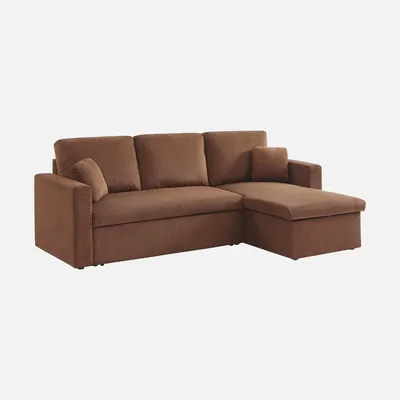 Produktbild von sweeek - 3-Sitzer Ecksofa mit Schlaffunktion - Rostfarben