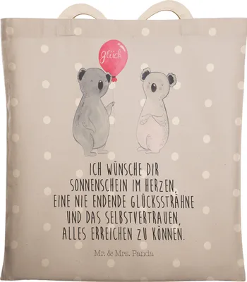 Produktbild von Mr. & Mrs. Panda Tote Bag Koala Luftballon - Grau Pastell - Geschenk, shopping, Beutel, Stofftragetasche, Party, Geburtstag, Tragetasche, Tasche