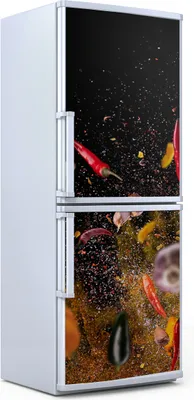 Produktbild von Kühlschrankdekoration  60x180 cm  Aufkleber auf dem Kühlschrank - Gewürze Gemüse