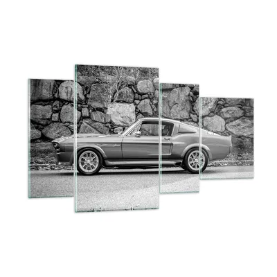 Produktbild von Bilder auf glas - 4 Teile - Auto Ford Mustang - 120x70cm - Glasbilder - Wandbilder - Bilder - zum Aufhängen bereit - Wanddekoration aus Glas - Glas Bilder - Wandbild auf Glas - GDL120x70-5011