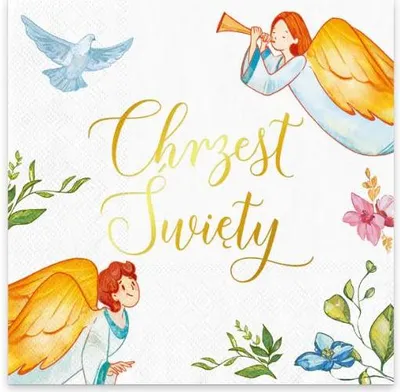 Image de Serviettes de table pour baptême « Anges » (lot de 10)