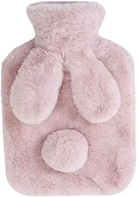 Immagine prodotto di Borsa dell'acqua calda Unyqoos® con rivestimento in peluche: borsa dell'acqua calda morbida e sicura, realizzata in PVC termoplastico, che mantiene il calore a lungo, adatta a adulti e bambini, ideale per alleviare dolori muscolari e mestruali