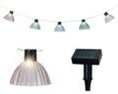 Produktbild von LED Solarlichterkette Lampenschirme gerillt 4,5m Kunststoff Warmweiß