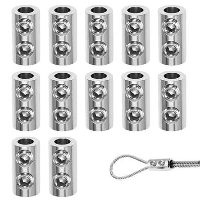 12 Drahtseilklemmen, Doppelloch-Kupferclips, 1,5-2 mm
