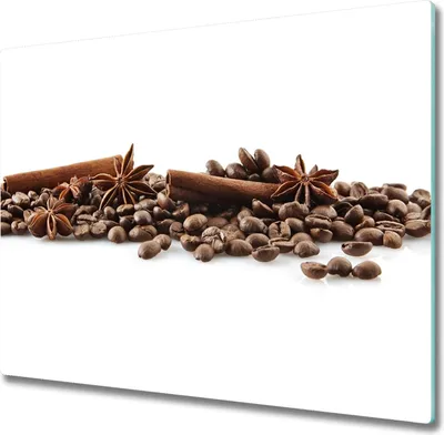Produktbild von Glas Herdabdeckplatte 60x52 cm Spritzschutz Glasabdeckplatte Schneidebrett Kaffeebohnen Zimt