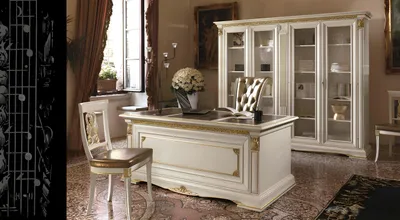 Immagine prodotto di Scrivania da ufficio, tavolo in legno pregiato, stile barocco/rococò, stile antico, dimensioni 186x91 cm