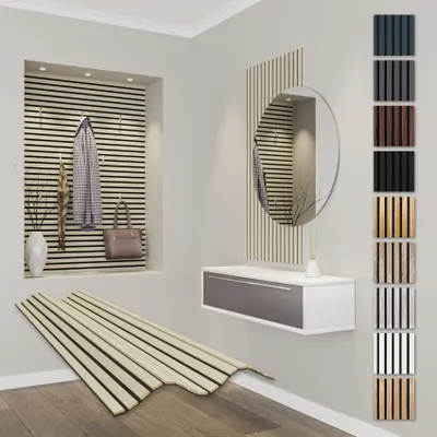 Produktbild von HEXIM Akustikpaneele 118x60cm Holz Comfort - flexible Holzpaneele Platten Lamellenwand MDF Wandpaneele Lamellenverkleidung Wandverkleidung schalldämmend (0.71m² Palomino)