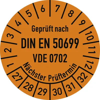 Produktbild von Dreifke® Prüfplakette DIN EN 50699 Nächster P., 2027-2032, Dokumentenf., Ø30m...