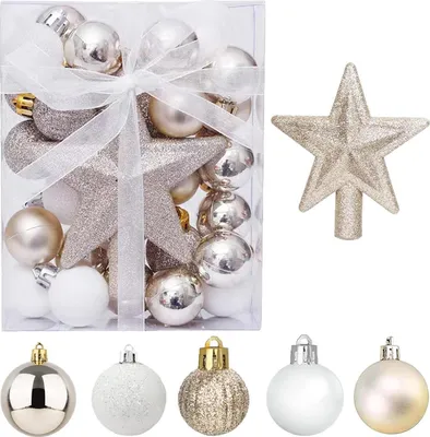 Produktbild von 30 Mini Weihnachtskugeln Gold Weiß Set 3CM Christbaumkugeln Tisch-Dekoration